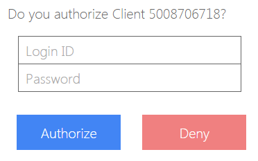 login form in authorization page