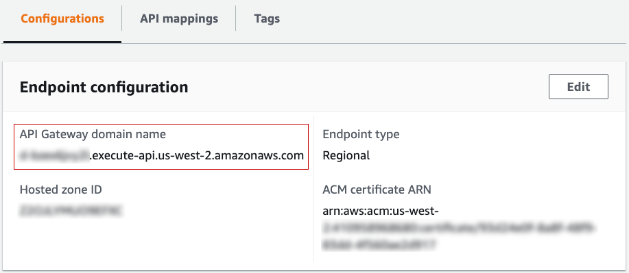 API Gateway domain name