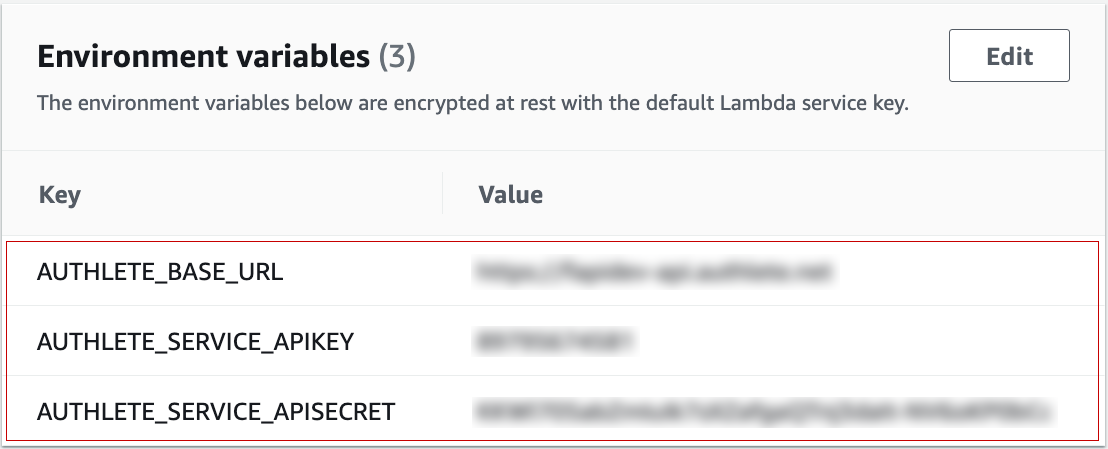 Lambda function environment variables