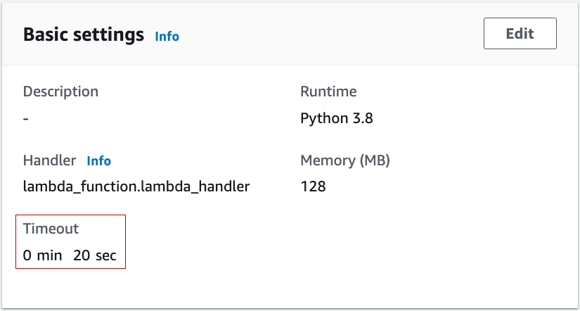 Lambda function timeout